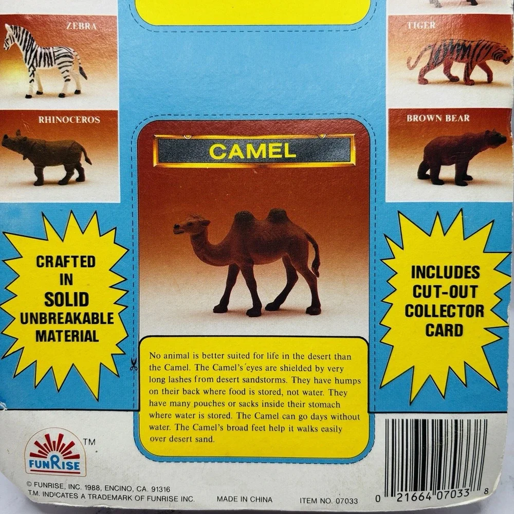 Vintage 1988 Funrise International Zoo Collection Zebra Camel NIP Sealed